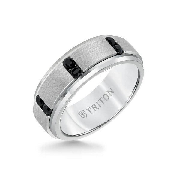 8MM Tungsten Black Sapphire Ring