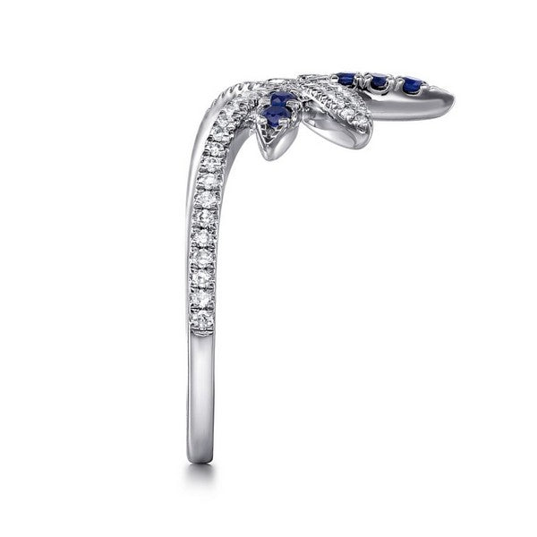 Diamond and Blue Sapphire Crown Ladies Ring