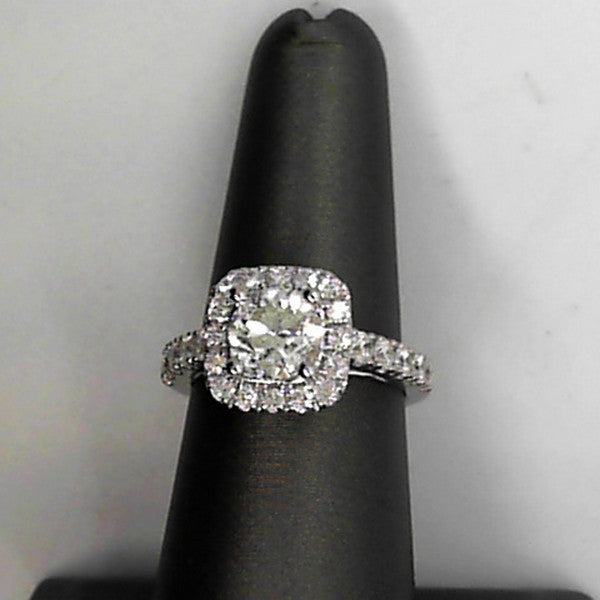 2.5 CTW Lady's White Polished 14 Karat Halo Engagement Ring