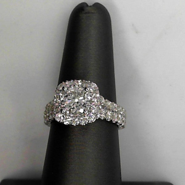 3CTW Lady's White Polished 14 Karat Halo Engagement Ring