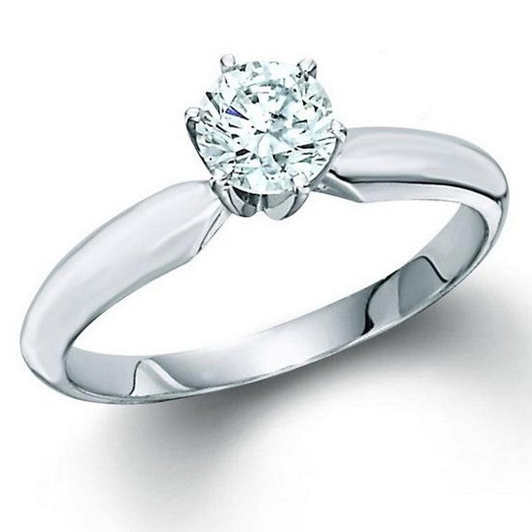 Lady's White Polished 14 Karat Solitaire Engagement Ring