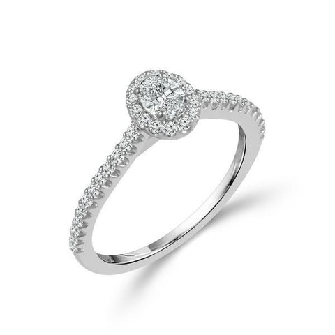 14 Karat Halo Engagement Ring With Oval Diamond
