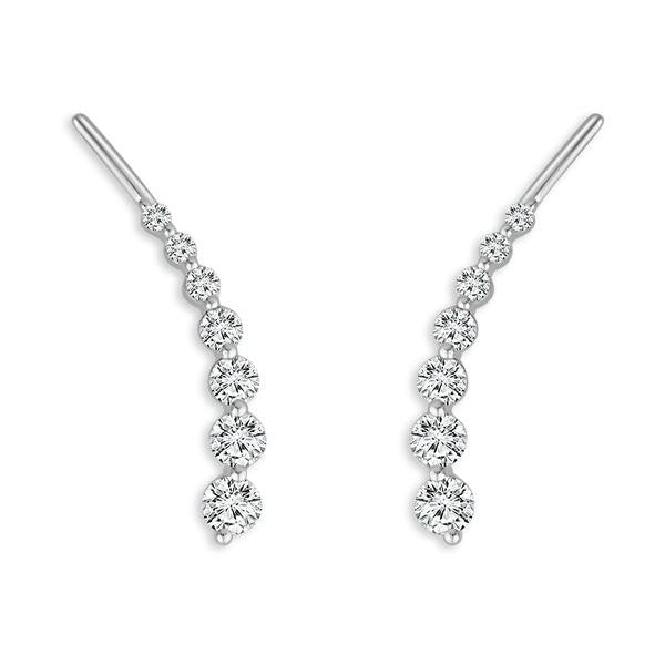 14 Karat Drop Earrings With 0.75Tw Round Diamonds