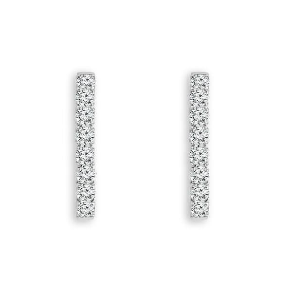 14 Karat Medium Hoop Earrings With 1.13Tw Round Diamonds