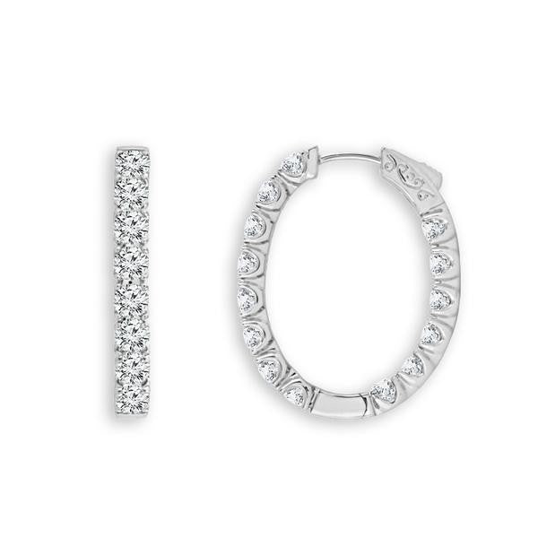 14 Karat Medium Hoop Earrings With 1.13Tw Round Diamonds