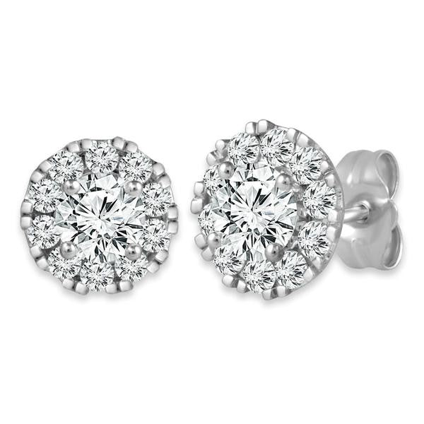14 Karat Stud Earrings With 0.50Tw Round Diamonds