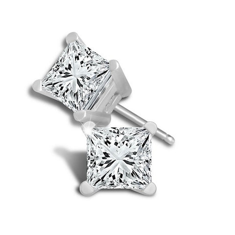 14 Karat Stud Earrings With 0.96Tw Princess Diamonds