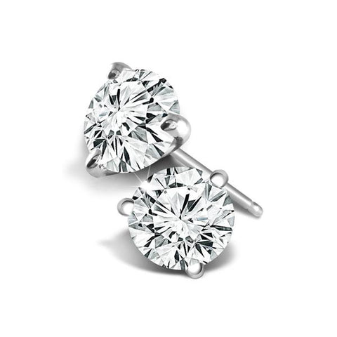 Diamond Solitaire Earrings 0.50 Ct tw 14k White Gold Martini Setting