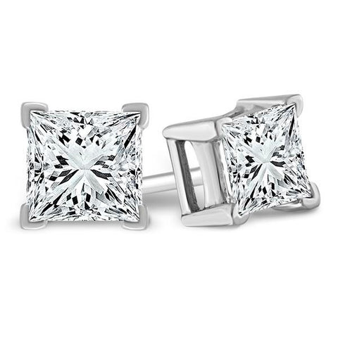 Diamond Solitaire Earrings 0.50 Ct tw 14k White Gold Setting