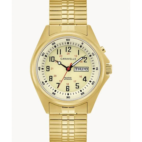 Caravelle Designed By Bulova Mens Gold Tone Stainless Steel Expansion Watch