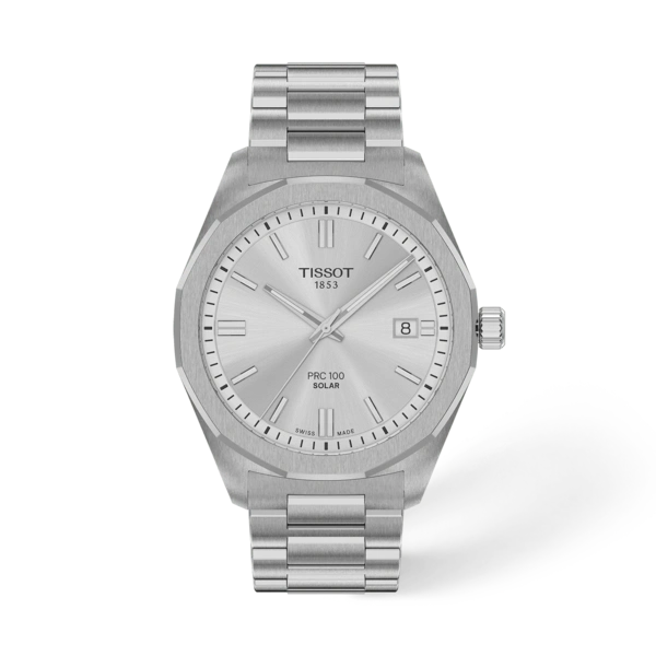 Tissot 
PRC Quartz Solar-Powered Silver Dial Watch