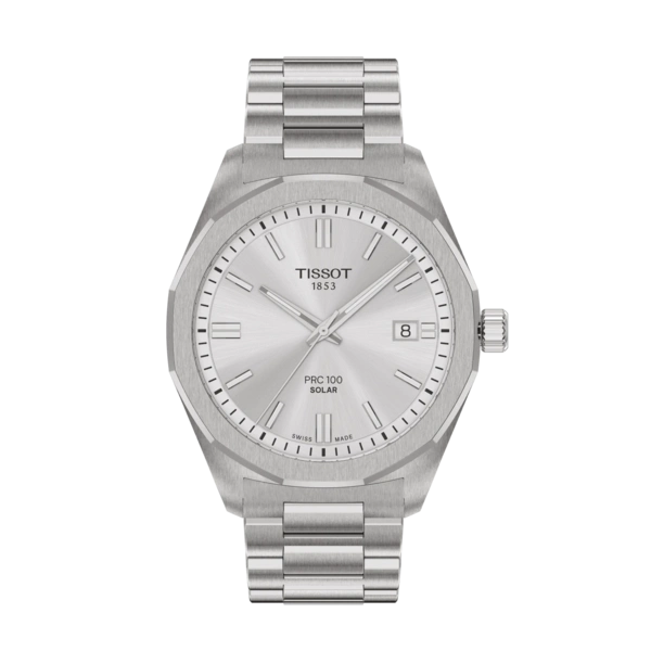 Tissot 
PRC Quartz Solar-Powered Silver Dial Watch