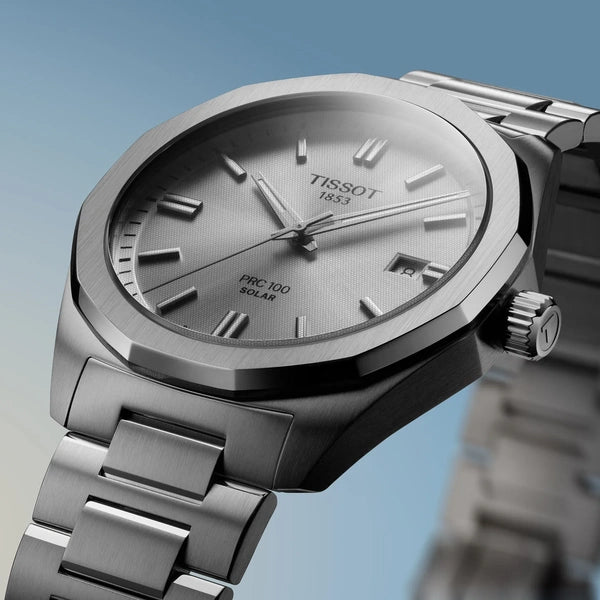Tissot 
PRC Quartz Solar-Powered Silver Dial Watch