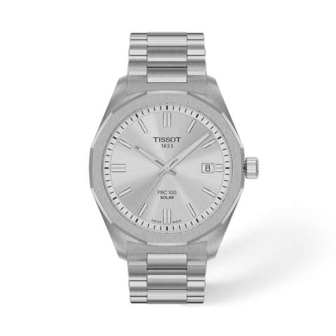 Tissot 
PRC Quartz Solar-Powered Silver Dial Watch