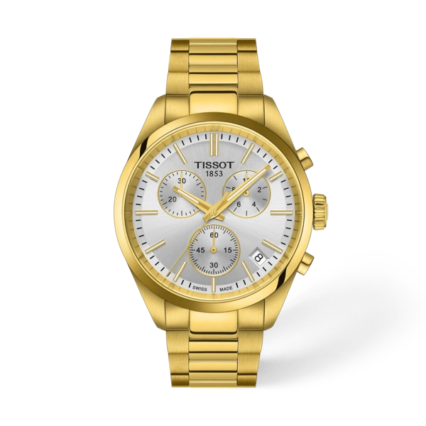 Tissot
PR 100 Chronograph Silver Dial Yellow Gold Tone Steel Men's Watch