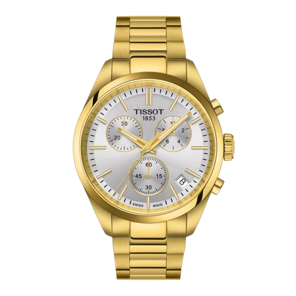 Tissot
PR 100 Chronograph Silver Dial Yellow Gold Tone Steel Men's Watch