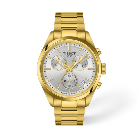 Tissot
PR 100 Chronograph Silver Dial Yellow Gold Tone Steel Men's Watch