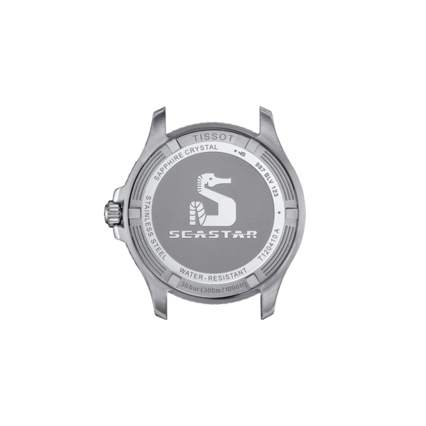 Tissot Seastar 1000 40MM Stainless Steel Case Black Dial Grey Strap Men's Watch