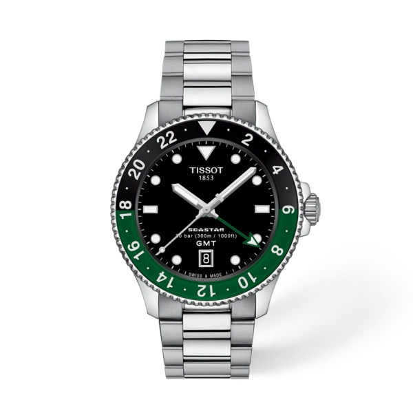 Tissot 
Seastar 1000 Quartz GMT Black Dial Sorite Bezel Men's Watch