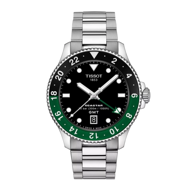 Tissot 
Seastar 1000 Quartz GMT Black Dial Sorite Bezel Men's Watch