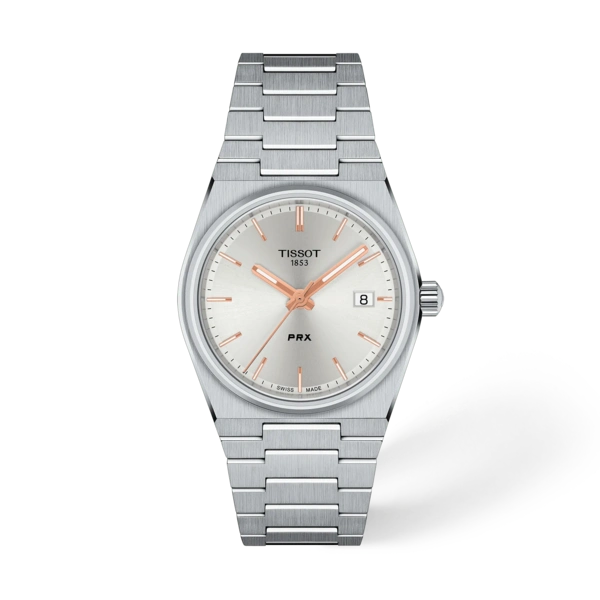 Tissot PRX 35mm Stainless Steel Case Silver Dial Grey Strap Unisex Watch