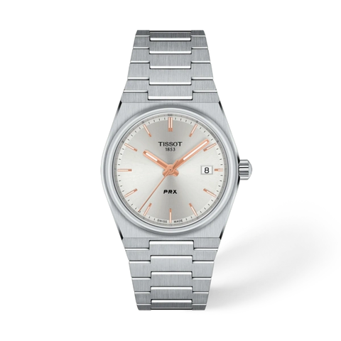 Tissot PRX 35mm Stainless Steel Case Silver Dial Grey Strap Unisex Watch