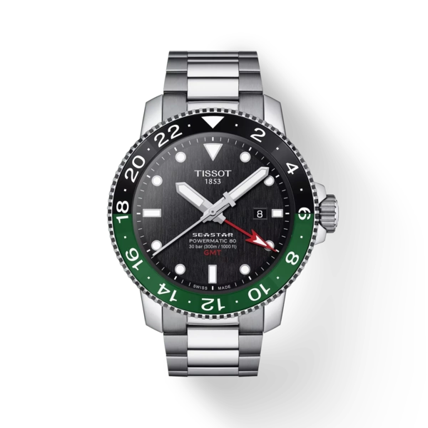 Tissot T-Sport Seastar 1000 Powermatic 80 GMT Stainless Steel Bracelet Watch | 46mm |