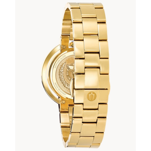 LADIES' BULOVA RUBAIYAT DIAMOND GOLD TONE WATCH  SAPPHIRE CRYSTAL