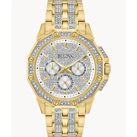BULOVA MEN'S SWAROVSKI CRYSTAL PAVE BRACELET WATCH