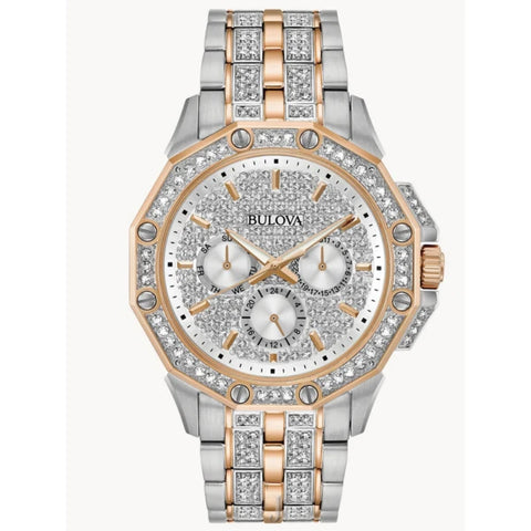 BULOVA OCTAVA STAINLESS STEEL CRYSTAL DRESS WATCH
