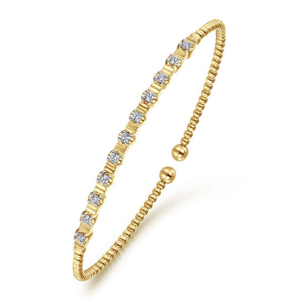 14K Yellow Gold Bujukan 0.32ct Diamond Bangle