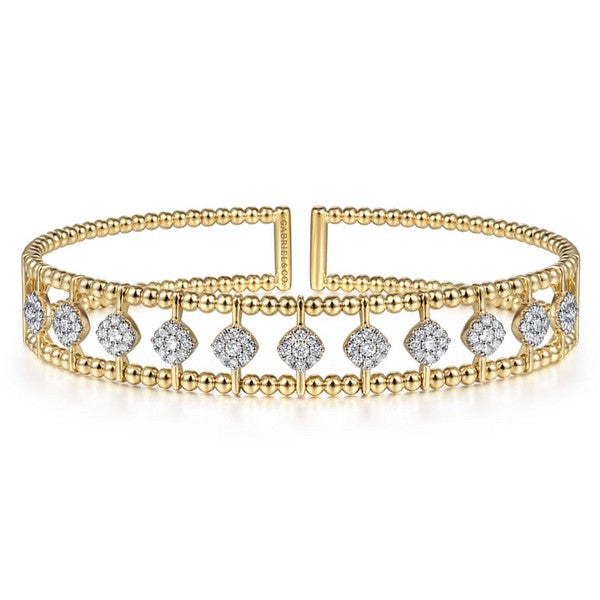 14K Yellow Gold Bujukan 0.72ct Diamond Cuff Bangle