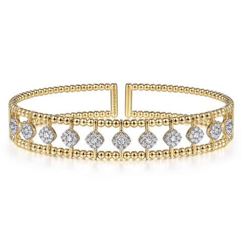 14K Yellow Gold Bujukan 0.72ct Diamond Cuff Bangle