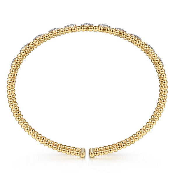 14K Yellow Gold Bujukan 0.72ct Diamond Cuff Bangle