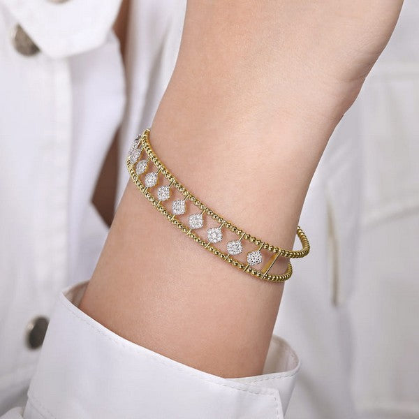 14K Yellow Gold Bujukan 0.72ct Diamond Cuff Bangle
