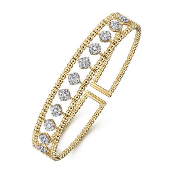 14K Yellow Gold Bujukan 0.72ct Diamond Cuff Bangle
