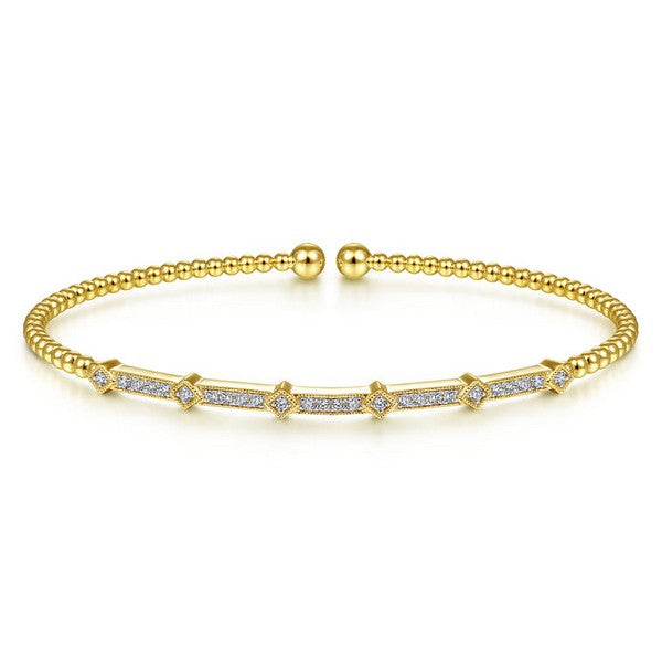 14k Yellow gold diamond bangle