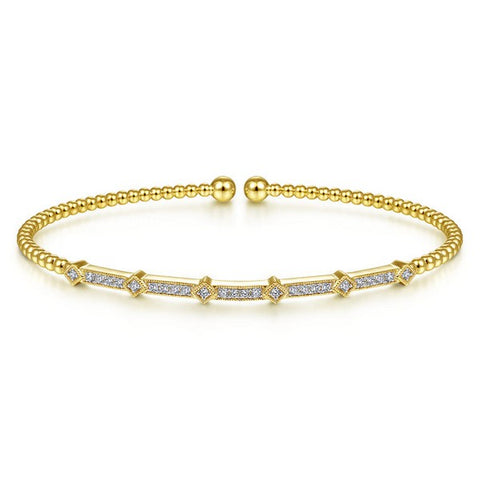 14k Yellow gold diamond bangle