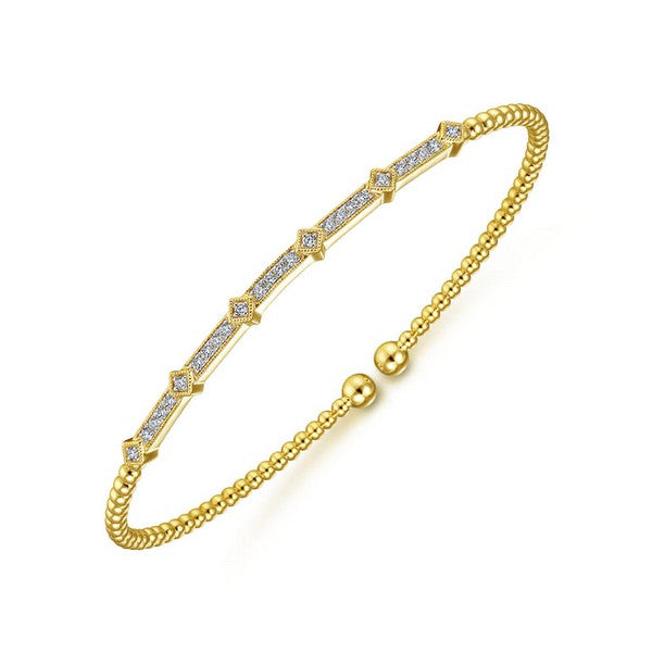14k Yellow gold diamond bangle