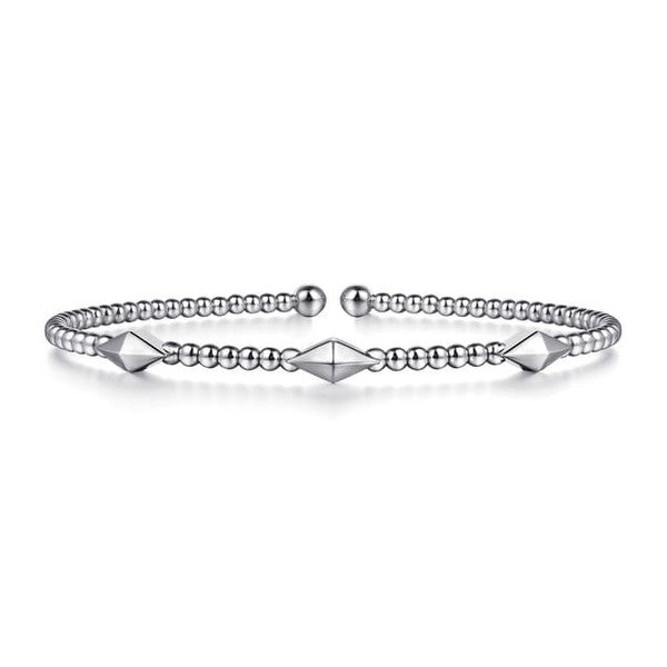 White 14 Karat Gold Bujukan Pyramid Stations Bangle Bracelet
