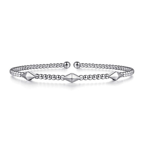 White 14 Karat Gold Bujukan Pyramid Stations Bangle Bracelet