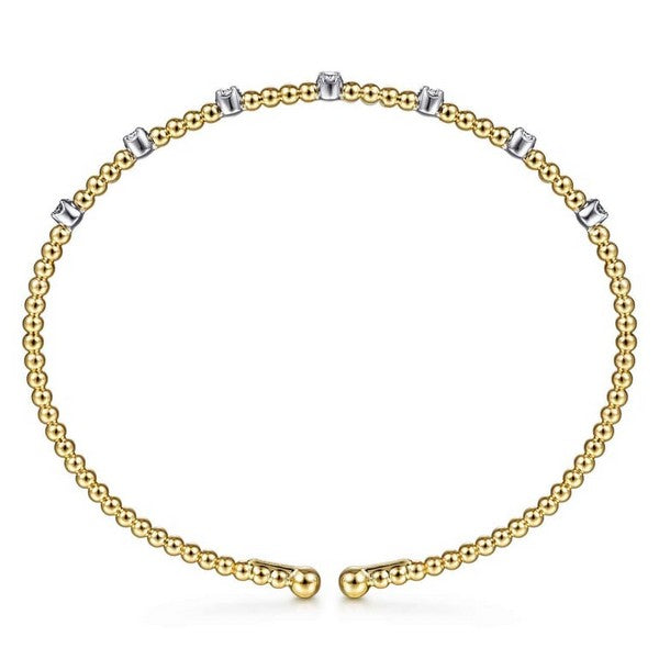 14K White-Yellow Gold Bujukan Diamond Stations Bangle