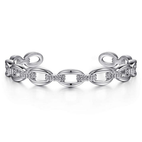 Sterling Silver Oval Link Cuff Bangle Serial #S2301373