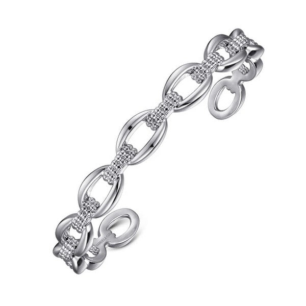 Sterling Silver Oval Link Cuff Bangle Serial #S2301373