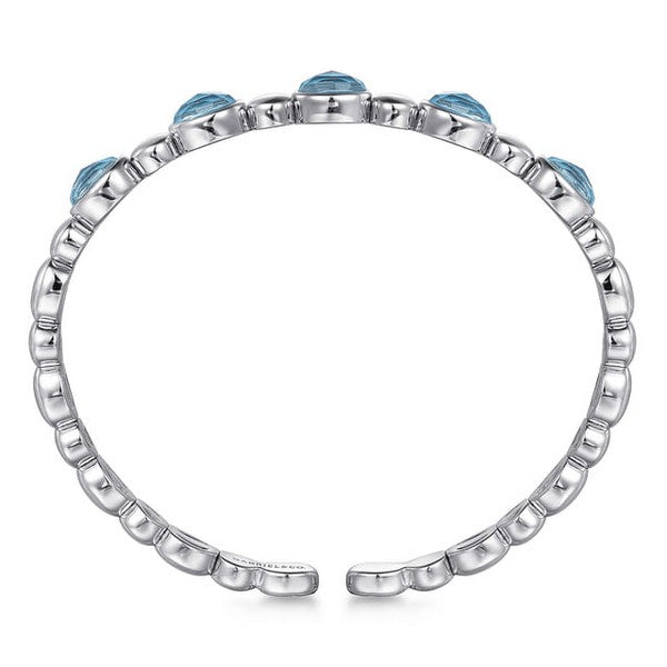 925 Sterling Silver Rock Crystal& Turquoise Bangle Serial #S2287664