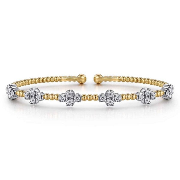 14K White-Yellow Gold Bujukan 0.73CT Diamond Bangle