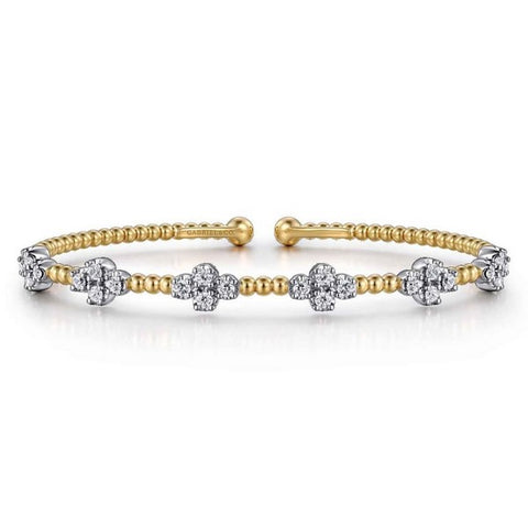 14K White-Yellow Gold Bujukan 0.73CT Diamond Bangle