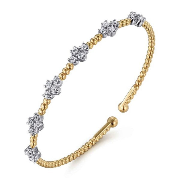 14K White-Yellow Gold Bujukan 0.73CT Diamond Bangle