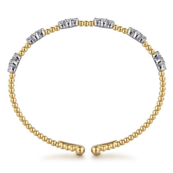14K White-Yellow Gold Bujukan 0.73CT Diamond Bangle