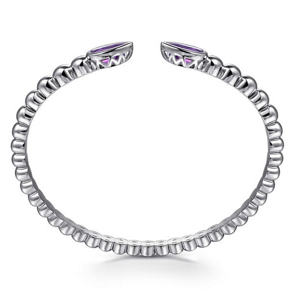 925 Sterling Silver Bujukan and Pear Shape Amethyst Split Bangle Bracelet Serial #S2134127